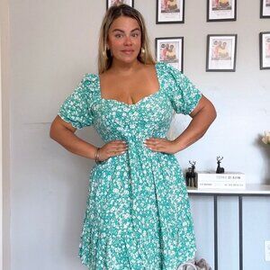 Women's Summer Dress Plus Size Sweetheart Neck Puff Sleeve Casual Prom Dress NEW